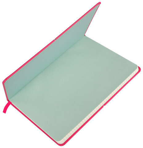 Блокнот А5 (148x218 мм), BRAUBERG "Metropolis X", под кожу, 80 л., резинка, клетка, малиновый, 111034