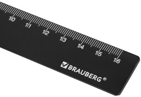 Линейка пластиковая 16 см, BRAUBERG, черная, 210828