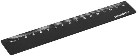 Линейка пластиковая 16 см, BRAUBERG, черная, 210828