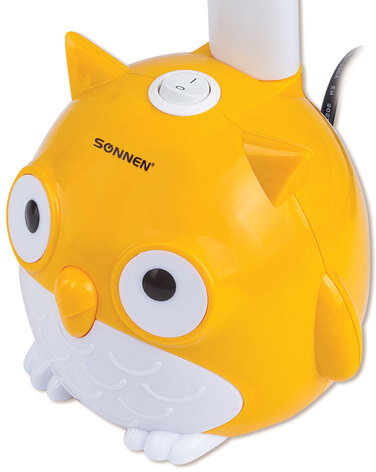 Светильник настольный SONNEN OU-603, на подставке, цоколь Е27, "Сова", желтый, 236673