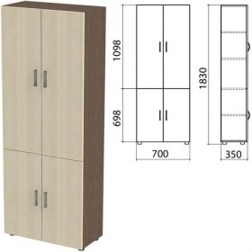 Шкаф закрытый &quot;Канц&quot;, 700х350х1830 мм, цвет венге/дуб молочный (КОМПЛЕКТ)