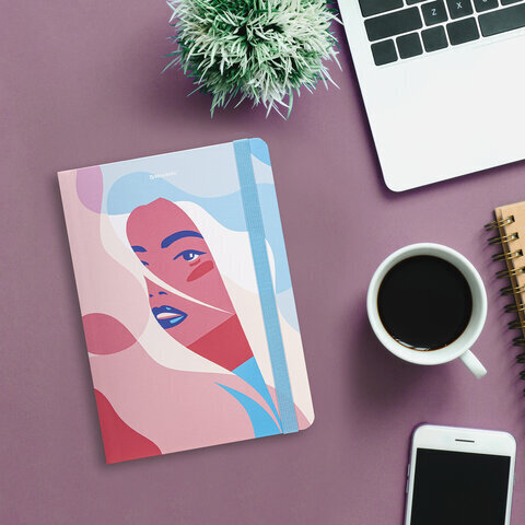 Блокнот с резинкой в точку 96 л., А5 (145х203 мм), твердая обложка, BRAUBERG, "Sensitive", 113726