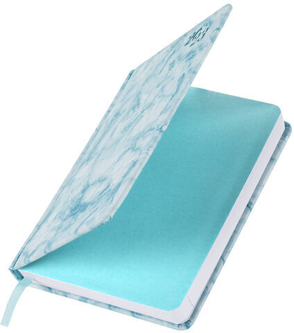 Ежедневник датированный 2023 А5 138x213 мм BRAUBERG "Marble", под кожу, синий, 114021