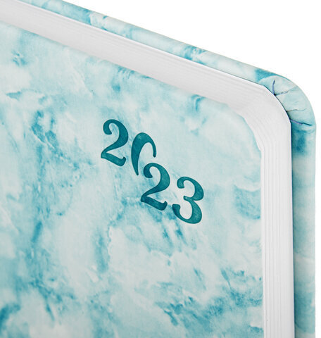 Ежедневник датированный 2023 А5 138x213 мм BRAUBERG "Marble", под кожу, синий, 114021