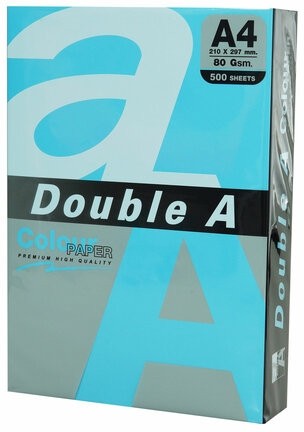 Бумага цветная DOUBLE A, А4, 80 г/м2, 500 л., интенсив, синяя