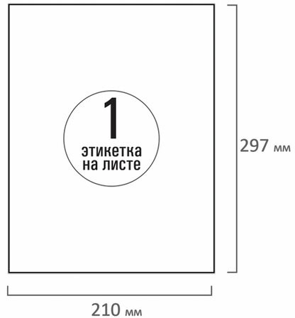 Этикетка самоклеящаяся ГЛЯНЦЕВАЯ 210х297 мм, 1 этикетка, белая, 80 г/м2, 100 листов, TANEX, сырье Финляндия, 114547, TW-2000