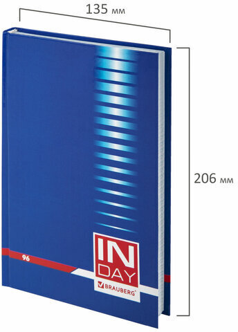 Блокнот А5 (135х206 мм), 96 л., твердый переплет, ламинированная обложка, клетка, BRAUBERG, "INDAY blue", 121929