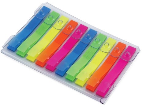 Закладки-выделители листов клейкие BRAUBERG, НЕОНОВЫЕ пластиковые, 48х6 мм, 10 цветов х 20 листов, 123227