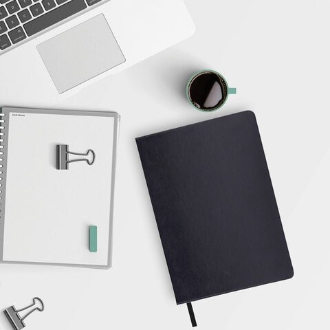 Блокнот БОЛЬШОЙ ФОРМАТ (200х252 мм) В5, BRAUBERG "Income", кожзам, 128 л., клетка, черный, 125204