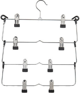 Вешалка-плечики качели, 4 секции, металлическая, с клипсами для юбок и брюк, BRABIX, 607472