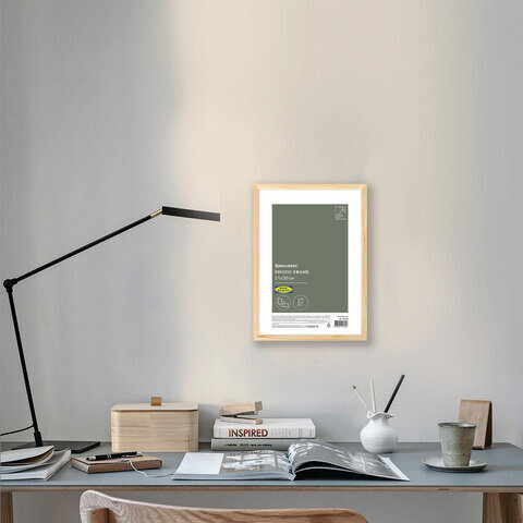 Рамка 21х30 см небьющаяся, аналог IKEA, багет 12 мм дерево, BRAUBERG "Woodray", цвет натуральный, 391360