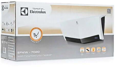 Тепловентилятор настенный ELECTROLUX EFH/W-7020, 2000 Вт, управление на корпусе, пульт ДУ, белый, НС-1029007
