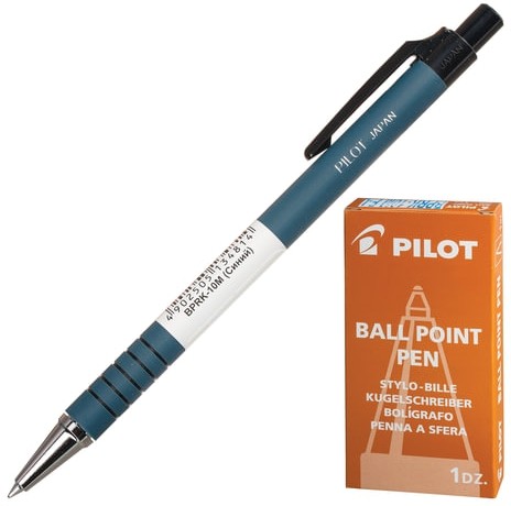 Ручка шариковая масляная автоматическая PILOT, СИНЯЯ, корпус синий, узел 0,7мм, линия письма 0,32мм, BPRK-10M