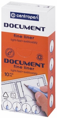 Ручка капиллярная (линер) ЧЕРНАЯ CENTROPEN "Document", трехгранная, линия письма 0,5 мм, 2631/0,5, 2 2631 0103