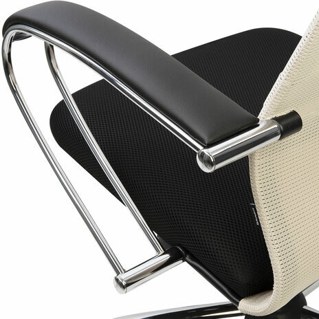 Кресло офисное BRABIX PREMIUM "Ultimate EX-800" хром, плотная двойная сетка Х2, черное/бежевое, 532913