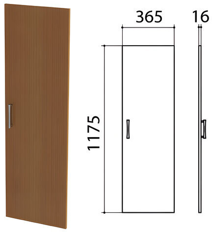 Дверь ЛДСП средняя "Монолит", 365х16х1175 мм, цвет орех гварнери, ДМ42.3