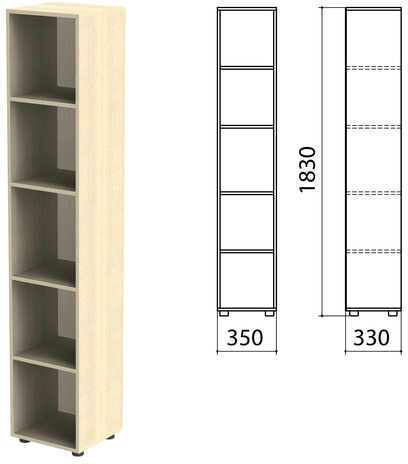 Шкаф (стеллаж) "Канц" 350х330х1830 мм, 4 полки, цвет дуб молочный, КК32.15