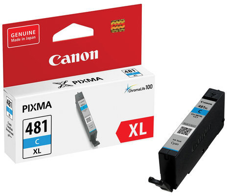 Картридж струйный CANON (CLI-481C XL) для PIXMA TS704 / TS6140, голубой, ресурс 515 страниц, оригинальный, 2044C001