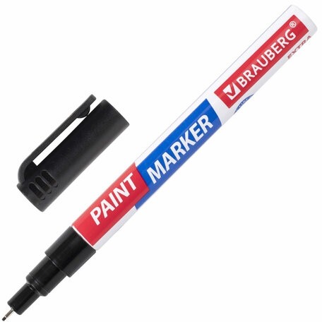 Маркер-краска лаковый EXTRA (paint marker) 1 мм, ЧЕРНЫЙ, УСИЛЕННАЯ НИТРО-ОСНОВА, BRAUBERG, 151960