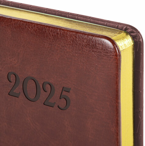 Ежедневник датированный 2025, А5, 138x213 мм, BRAUBERG "Cayman", под кожу, бордовый/коричневый, 115769