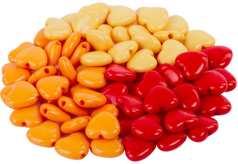 Бусины для творчества "Сердце", 10 мм, 30 грамм, оранжевые, золотые, красные, ОСТРОВ СОКРОВИЩ, 661242