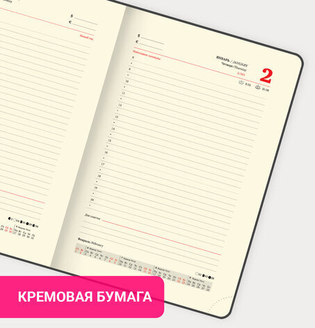 Ежедневник датированный 2025, А5, 143x218 мм, BRAUBERG "Journal", под кожу, застежка, органайзер, серый, 115881