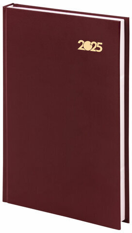 Ежедневник датированный 2025 145х215 мм, А5, STAFF, обложка бумвинил, бордовый, 116014