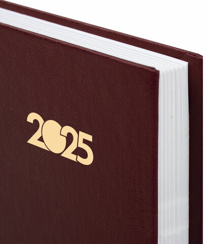 Ежедневник датированный 2025 145х215 мм, А5, STAFF, обложка бумвинил, бордовый, 116014