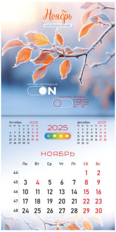 Календарь настенный перекидной на 2025 г., BRAUBERG, 12 листов, 29х29 см, "Времена года", 116161