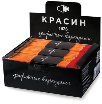 Карандаш чернографитный КРАСИН, 1 шт., "РедТоп", 2В, корпус тонированный, заточенный, 01GW2B4201H