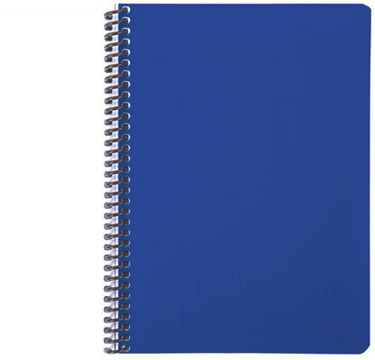 Тетрадь А5, 80 листов, BRAUBERG "Metropolis", спираль пластиковая, клетка, обложка пластик, СИНИЙ, 403397