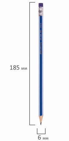 Карандаш чернографитный BRAUBERG "GX-100", 1 шт., HB, с ластиком, корпус синий, 181720