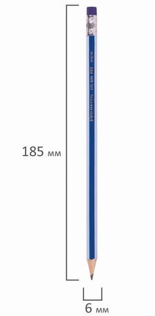 Карандаш чернографитный BRAUBERG "GX-100", 1 шт., HB, с ластиком, корпус синий, 181720