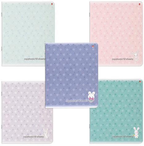 Тетрадь А5 48 л. АЛЬТ скоба, клетка, Soft Touch, "ЗЕФИРНЫЕ ЗАЙЧАТА" (5 видов), 7-48-747