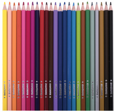 Карандаши цветные ЮНЛАНДИЯ "ДОМИКИ", 24 цвета, классические, грифель мягкий 3 мм, 181838