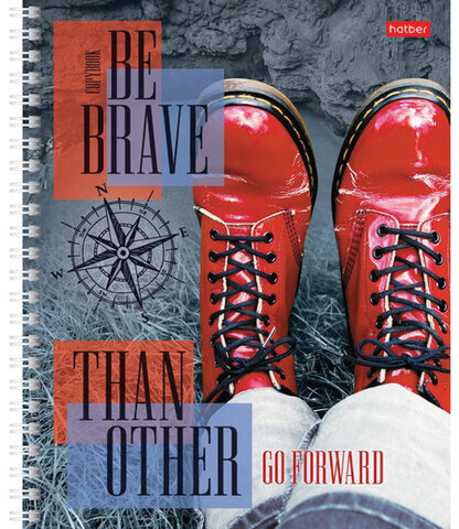 Тетрадь А5, 48 л., HATBER, гребень, клетка, обложка картон, "Иди вперёд" (4 вида в спайке), 48Т5В1гр