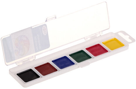 Краски акварельные ГАММА "Классическая", 6 цветов, медовая, без кисти, пластиковая коробка, европодвес, 1009191