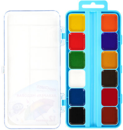 Краски акварельные ЮНЛАНДИЯ "ЮНЛАНДИК-ХУДОЖНИК", медовые, 12 цветов, КЛАССИЧЕСКИЕ, пластик, 192287