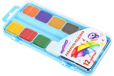 Краски акварельные ЮНЛАНДИЯ "ЮНЛАНДИК-ХУДОЖНИК", медовые, 12 цветов, КЛАССИЧЕСКИЕ, пластик, 192287