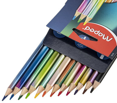 Карандаши цветные MAPED "Nightfall", набор 12 цветов, трехгранные, корпус градиент металлик, 831700