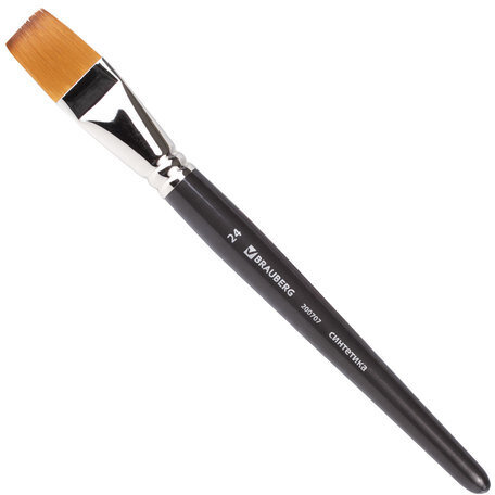 Кисть художественная проф. BRAUBERG ART CLASSIC, синтетика мягкая под колонок, плоск, № 24, кор руч, 200707