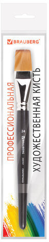 Кисть художественная проф. BRAUBERG ART CLASSIC, синтетика мягкая под колонок, плоск, № 24, кор руч, 200707