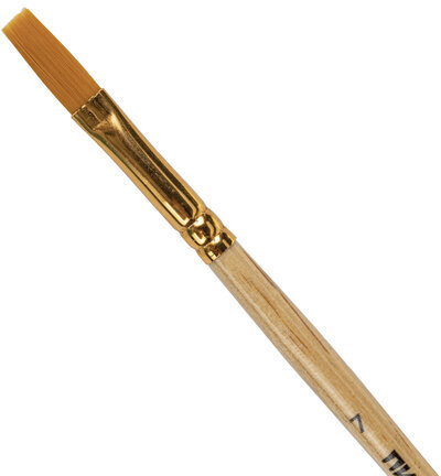 Кисть ПИФАГОР, СИНТЕТИКА, плоская, № 7, деревянная лакированная ручка, с колпачком, пакет с подвесом, 200860