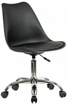 Кресло стул BRABIX &quot;Eames MG-310 CH&quot;, хром, пластик черный, экокожа черная, 532925