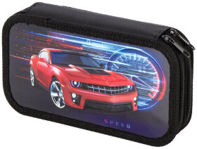 Пенал ЮНЛАНДИЯ, 2 отделения, ламинированный картон, конгрев, 19х11 см, "Red Car", 270176