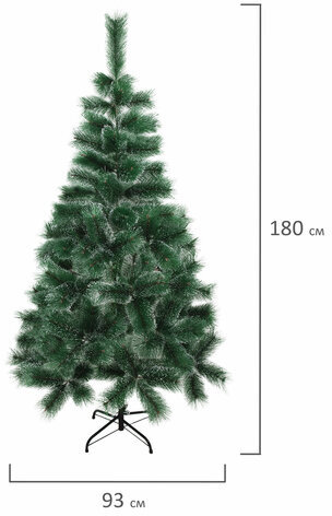 Ель новогодняя искусственная "Пушистая" 180 см, с инеем и шишками, зеленая, ЗОЛОТАЯ СКАЗКА, 592045
