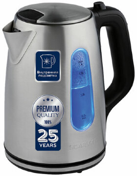 Чайник SCARLETT SC-EK21S101, 1,8 л, 2200 Вт, закрытый нагревательный элемент, сталь