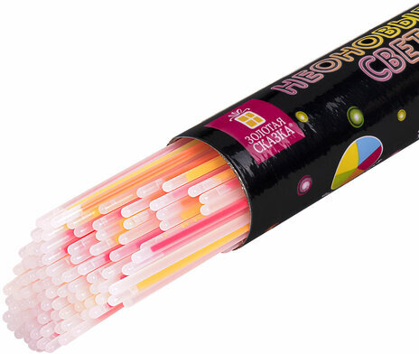 Светящиеся (неоновые) палочки-браслеты "100 шт. + 5 в ПОДАРОК!" в тубе, ЗОЛОТАЯ СКАЗКА, 662596