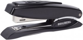Степлер №10 металлический BRAUBERG "ST-200M", до 16 листов, с резиновой накладкой и антистеплером, черный, 224344