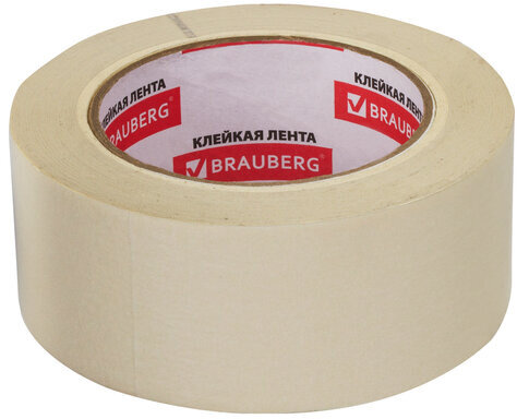 Клейкая лента малярная крепированная 48 мм х 50 м (реальная длина!), профессиональная, BRAUBERG, 226426